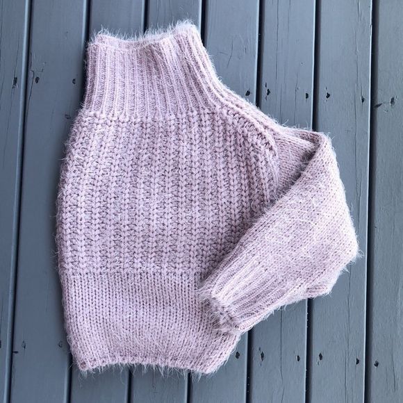 2/$25 🍣 Lilac Soft Cropped Sweater, Size Medium/Large, Off Shoulder, Cowl Neck - Picture 3 of 8